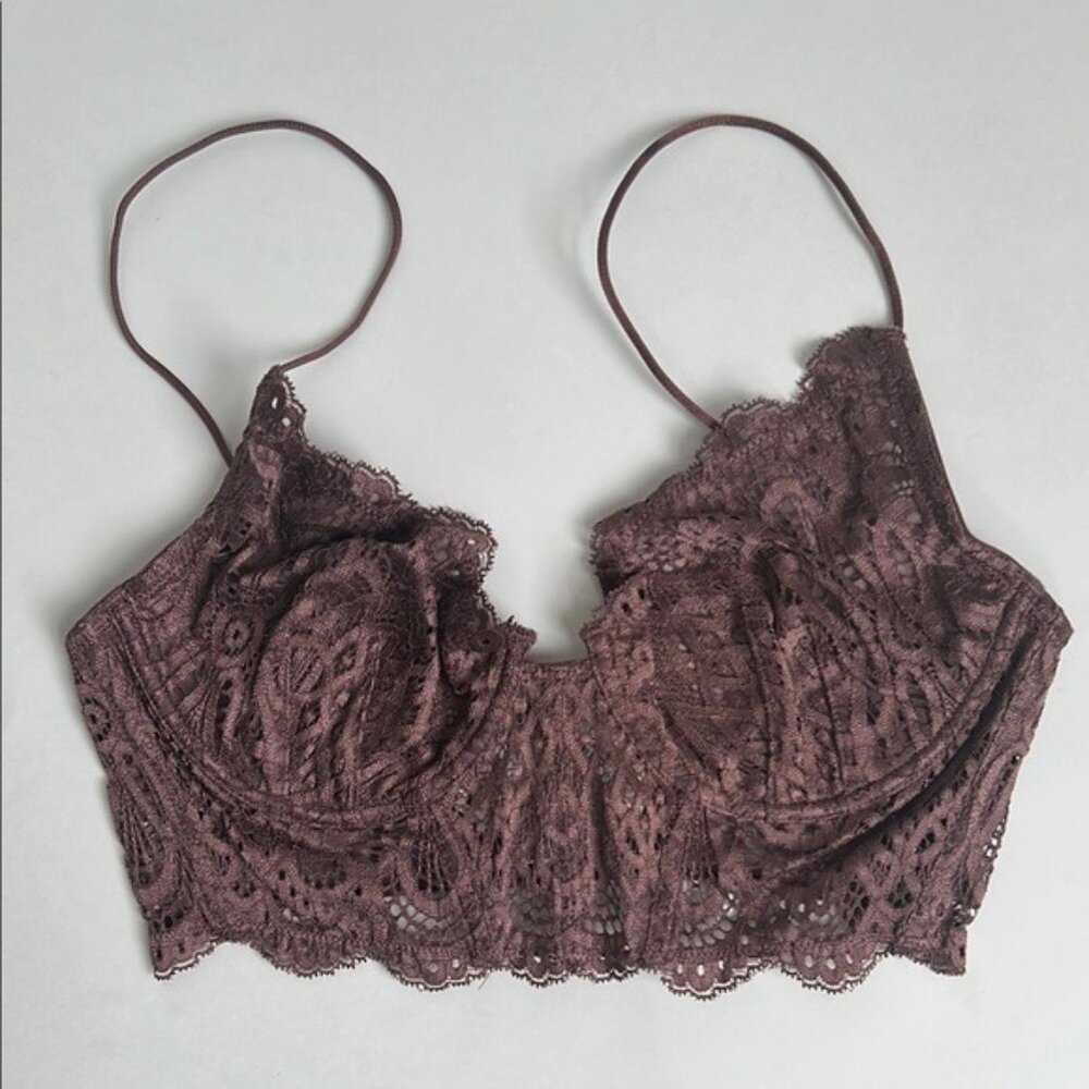 Free People Mauve Lace Longline Bralette